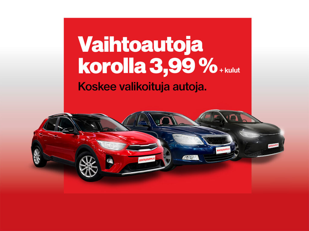 Vaihtoautoja korolla 3,99 % + kulut