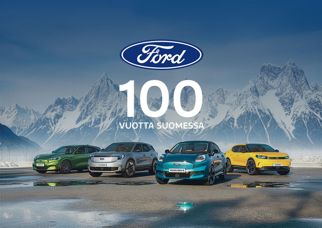Juhlavuoden kunniaksi koko Ford-henkilöautomallisto 1,00 % + kulut